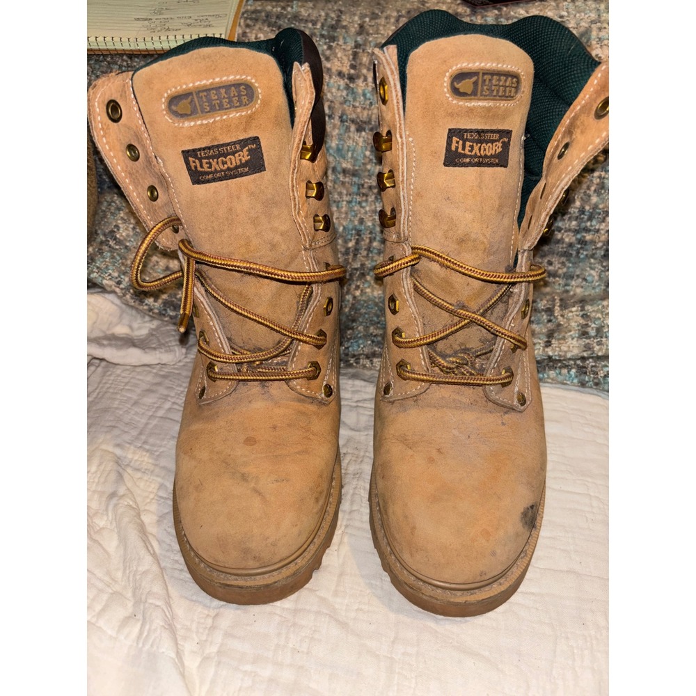 Texas Steer Flexcore Mens 7E Tan Leather Work Boots Lug Sole 2285/1000 Wheat